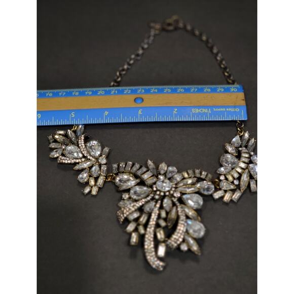 J Crew Holiday Bow Rhinestone Statement Bib Necklace - Picture 4 of 7